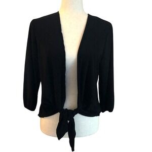 VTG Y2K Joseph Ribkoff Black Tie Front Cardigan M/L Made Canada Dark Romantic